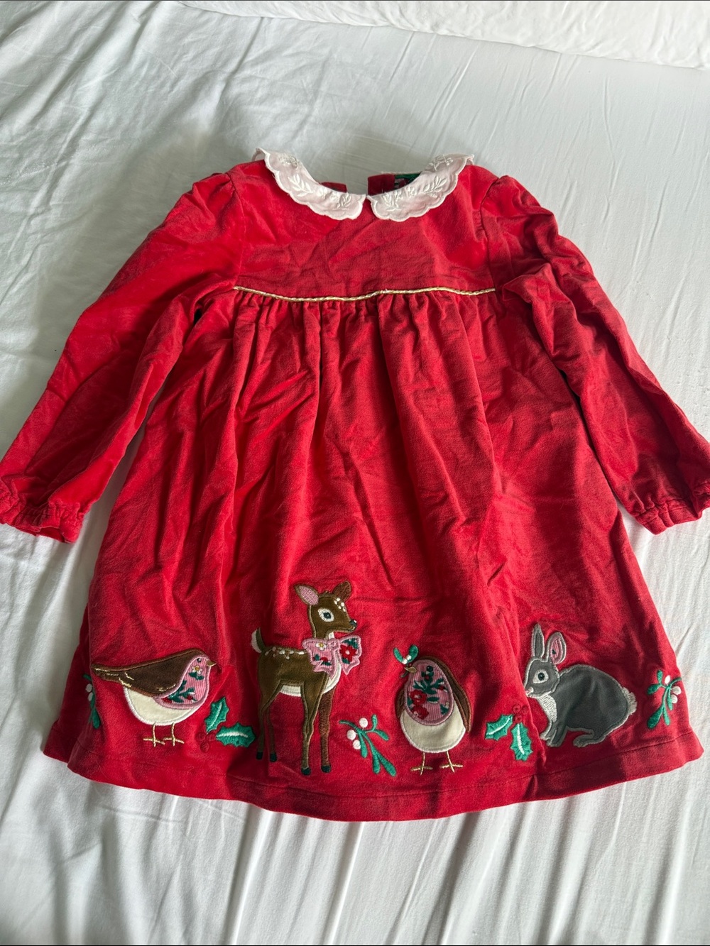Mini Boden Red Velvet Winter Holiday Dress size 2-3